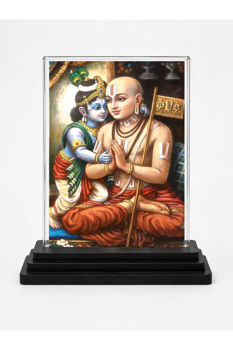 Lord Rama Acrylic Car Dashboard Showpiece | Double-Sided Lord Rama Photo Stand | 3 X 4 Inch Photo | Transparent Acrylic Frame With Black Base | Car Dashboard, Office & Table Decor (F70227)