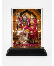 Parvati Acrylic Car Dashboard Showpiece | Double-Sided Parvati Photo Stand | 3 X 4 Inch Photo | Transparent Acrylic Frame With Black Base | Car Dashboard, Office & Table Decor (F70228)