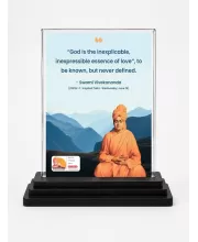 Swami Vibekananda Quote Acrylic Car Dashboard Showpiece | Double-Sided Swami Vibekananda Quote Photo Stand | 3 X 4 Inch Photo | Transparent Acrylic Frame With Black Base | Car Dashboard, Office & Table Decor (F70229)