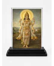 Hindu Deity Acrylic Car Dashboard Showpiece | Double-Sided Hindu Deity Photo Stand | 3 X 4 Inch Photo | Transparent Acrylic Frame With Black Base | Car Dashboard, Office & Table Decor (F70232)