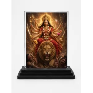 Durga Maa Acrylic Car Dashboard Showpiece | Double-Sided Durga Maa Photo Stand | 3 X 4 Inch Photo | Transparent Acrylic Frame With Black Base | Car Dashboard, Office & Table Decor (F70237) Durga Maa Acrylic Car Dashboard Showpiece | Double-Sided Durga Maa Photo Stand | 3 X 4 Inch Photo | Transparent Acrylic Frame With Black Base | Car Dashboard, Office & Table Decor (F70237)