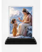 Mahadev Acrylic Car Dashboard Showpiece | Double-Sided Mahadev Photo Stand | 3 X 4 Inch Photo | Transparent Acrylic Frame With Black Base | Car Dashboard, Office & Table Decor (F70240)