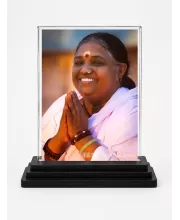 Annapurna Acrylic Car Dashboard Showpiece | Double-Sided Annapurna Photo Stand | 3 X 4 Inch Photo | Transparent Acrylic Frame With Black Base | Car Dashboard, Office & Table Decor (F70246)