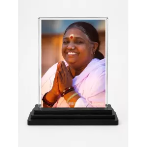 Annapurna Acrylic Car Dashboard Showpiece | Double-Sided Annapurna Photo Stand | 3 X 4 Inch Photo | Transparent Acrylic Frame With Black Base | Car Dashboard, Office & Table Decor (F70246)