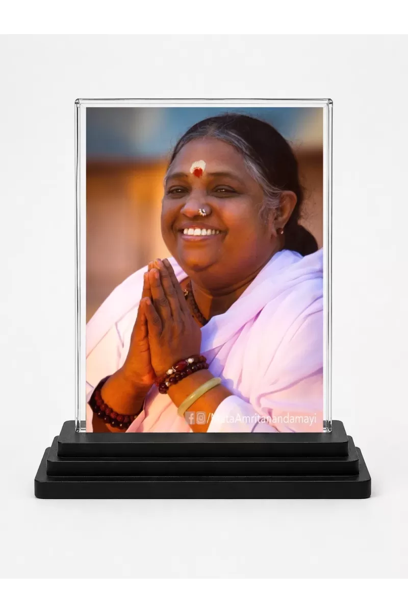 Annapurna Acrylic Car Dashboard Showpiece | Double-Sided Annapurna Photo Stand | 3 X 4 Inch Photo | Transparent Acrylic Frame With Black Base | Car Dashboard, Office & Table Decor (F70246)