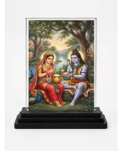 Annapurna Acrylic Car Dashboard Showpiece | Double-Sided Annapurna Photo Stand | 3 X 4 Inch Photo | Transparent Acrylic Frame With Black Base | Car Dashboard, Office & Table Decor (F70248)