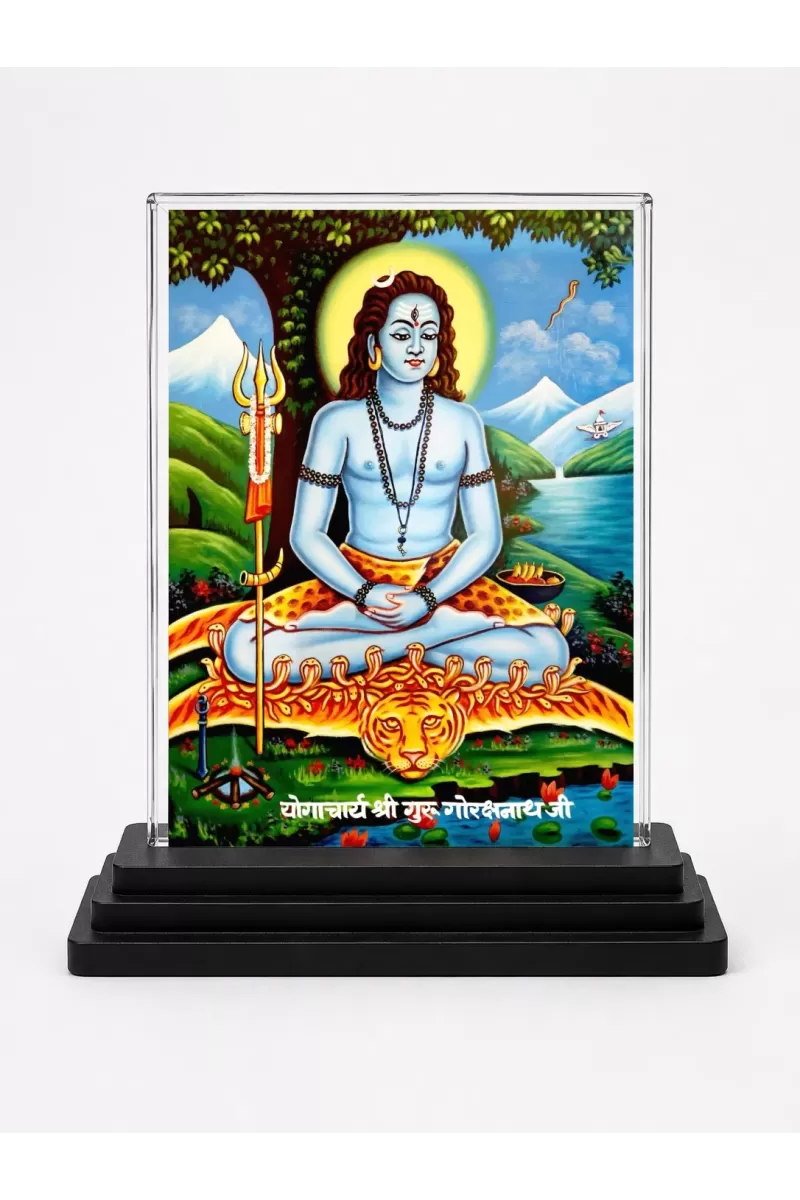 Lord Rama Acrylic Car Dashboard Showpiece | Double-Sided Lord Rama Photo Stand | 3 X 4 Inch Photo | Transparent Acrylic Frame With Black Base | Car Dashboard, Office & Table Decor (F70250)