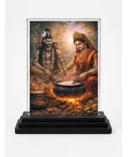 Hindu Deity Acrylic Car Dashboard Showpiece | Double-Sided Hindu Deity Photo Stand | 3 X 4 Inch Photo | Transparent Acrylic Frame With Black Base | Car Dashboard, Office & Table Decor (F70257)