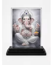 Hindu Deity Acrylic Car Dashboard Showpiece | Double-Sided Hindu Deity Photo Stand | 3 X 4 Inch Photo | Transparent Acrylic Frame With Black Base | Car Dashboard, Office & Table Decor (F70258)