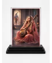 Mirabai Acrylic Car Dashboard Showpiece | Double-Sided Mirabai Photo Stand | 3 X 4 Inch Photo | Transparent Acrylic Frame With Black Base | Car Dashboard, Office & Table Decor (F70259)