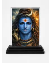 Shiva Acrylic Car Dashboard Showpiece | Double-Sided Shiva Photo Stand | 3 X 4 Inch Photo | Transparent Acrylic Frame With Black Base | Car Dashboard, Office & Table Decor (F70262)