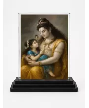 Parvati Acrylic Car Dashboard Showpiece | Double-Sided Parvati Photo Stand | 3 X 4 Inch Photo | Transparent Acrylic Frame With Black Base | Car Dashboard, Office & Table Decor (F70264)