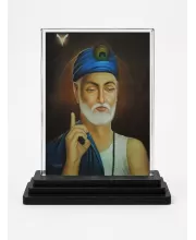 Sant Kabir Das Acrylic Car Dashboard Showpiece | Double-Sided Sant Kabir Das Photo Stand | 3 X 4 Inch Photo | Transparent Acrylic Frame With Black Base | Car Dashboard, Office & Table Decor (F70269)