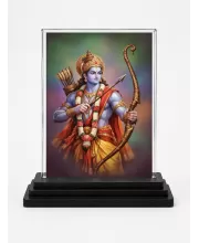 Lord Rama Acrylic Car Dashboard Showpiece | Double-Sided Lord Rama Photo Stand | 3 X 4 Inch Photo | Transparent Acrylic Frame With Black Base | Car Dashboard, Office & Table Decor (F70272)