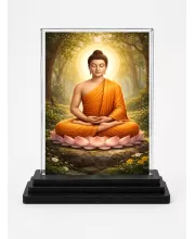 Gautama Buddha Acrylic Car Dashboard Showpiece | Double-Sided Gautama Buddha Photo Stand | 3 X 4 Inch Photo | Transparent Acrylic Frame With Black Base | Car Dashboard, Office & Table Decor (F70273)