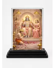 Hanuman Acrylic Car Dashboard Showpiece | Double-Sided Hanuman Photo Stand | 3 X 4 Inch Photo | Transparent Acrylic Frame With Black Base | Car Dashboard, Office & Table Decor (F70274)