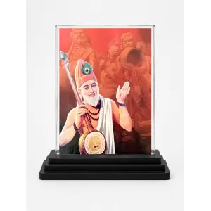 Sant Kabir Das Acrylic Car Dashboard Showpiece | Double-Sided Sant Kabir Das Photo Stand | 3 X 4 Inch Photo | Transparent Acrylic Frame With Black Base | Car Dashboard, Office & Table Decor (F70279)