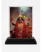 Hindu Deity Acrylic Car Dashboard Showpiece | Double-Sided Hindu Deity Photo Stand | 3 X 4 Inch Photo | Transparent Acrylic Frame With Black Base | Car Dashboard, Office & Table Decor (F70283)