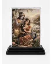 Hindu Deity Acrylic Car Dashboard Showpiece | Double-Sided Hindu Deity Photo Stand | 3 X 4 Inch Photo | Transparent Acrylic Frame With Black Base | Car Dashboard, Office & Table Decor (F70285)