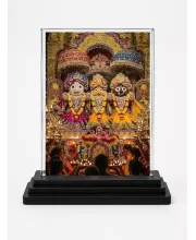 Hindu Deity Acrylic Car Dashboard Showpiece | Double-Sided Hindu Deity Photo Stand | 3 X 4 Inch Photo | Transparent Acrylic Frame With Black Base | Car Dashboard, Office & Table Decor (F70287)