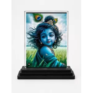 Bal Krishna Acrylic Car Dashboard Showpiece | Double-Sided Bal Krishna Photo Stand | 3 X 4 Inch Photo | Transparent Acrylic Frame With Black Base | Car Dashboard, Office & Table Decor (F70290) Bal Krishna Acrylic Car Dashboard Showpiece | Double-Sided Bal Krishna Photo Stand | 3 X 4 Inch Photo | Transparent Acrylic Frame With Black Base | Car Dashboard, Office & Table Decor (F70290)