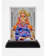 Neem Karoli Baba Acrylic Car Dashboard Showpiece | Double-Sided Neem Karoli Baba Photo Stand | 3 X 4 Inch Photo | Transparent Acrylic Frame With Black Base | Car Dashboard, Office & Table Decor (F70293)