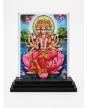 Hindu Deity Acrylic Car Dashboard Showpiece | Double-Sided Hindu Deity Photo Stand | 3 X 4 Inch Photo | Transparent Acrylic Frame With Black Base | Car Dashboard, Office & Table Decor (F70294)