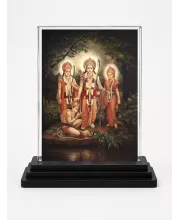Hindu Deity Acrylic Car Dashboard Showpiece | Double-Sided Hindu Deity Photo Stand | 3 X 4 Inch Photo | Transparent Acrylic Frame With Black Base | Car Dashboard, Office & Table Decor (F70296)