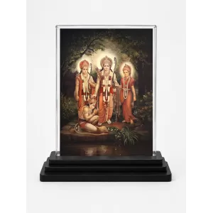 Hindu Deity Acrylic Car Dashboard Showpiece | Double-Sided Hindu Deity Photo Stand | 3 X 4 Inch Photo | Transparent Acrylic Frame With Black Base | Car Dashboard, Office & Table Decor (F70296)
