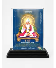 Sant Kabir Das Acrylic Car Dashboard Showpiece | Double-Sided Sant Kabir Das Photo Stand | 3 X 4 Inch Photo | Transparent Acrylic Frame With Black Base | Car Dashboard, Office & Table Decor (F70298)