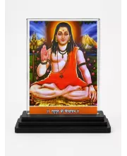 Guru Gorakhnath Acrylic Car Dashboard Showpiece | Double-Sided Guru Gorakhnath Photo Stand | 3 X 4 Inch Photo | Transparent Acrylic Frame With Black Base | Car Dashboard, Office & Table Decor (F70299)