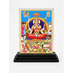 Santoshi Mata Acrylic Car Dashboard Showpiece | Double-Sided Santoshi Mata Photo Stand | 3 X 4 Inch Photo | Transparent Acrylic Frame With Black Base | Car Dashboard, Office & Table Decor (F70302)