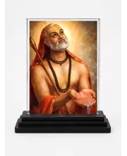 Lord Rama Acrylic Car Dashboard Showpiece | Double-Sided Lord Rama Photo Stand | 3 X 4 Inch Photo | Transparent Acrylic Frame With Black Base | Car Dashboard, Office & Table Decor (F70310)