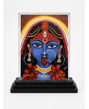 Hindu Deity Acrylic Car Dashboard Showpiece | Double-Sided Hindu Deity Photo Stand | 3 X 4 Inch Photo | Transparent Acrylic Frame With Black Base | Car Dashboard, Office & Table Decor (F70312)