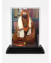 Railanga Swami Acrylic Car Dashboard Showpiece | Double-Sided Railanga Swami Photo Stand | 3 X 4 Inch Photo | Transparent Acrylic Frame With Black Base | Car Dashboard, Office & Table Decor (F70315)