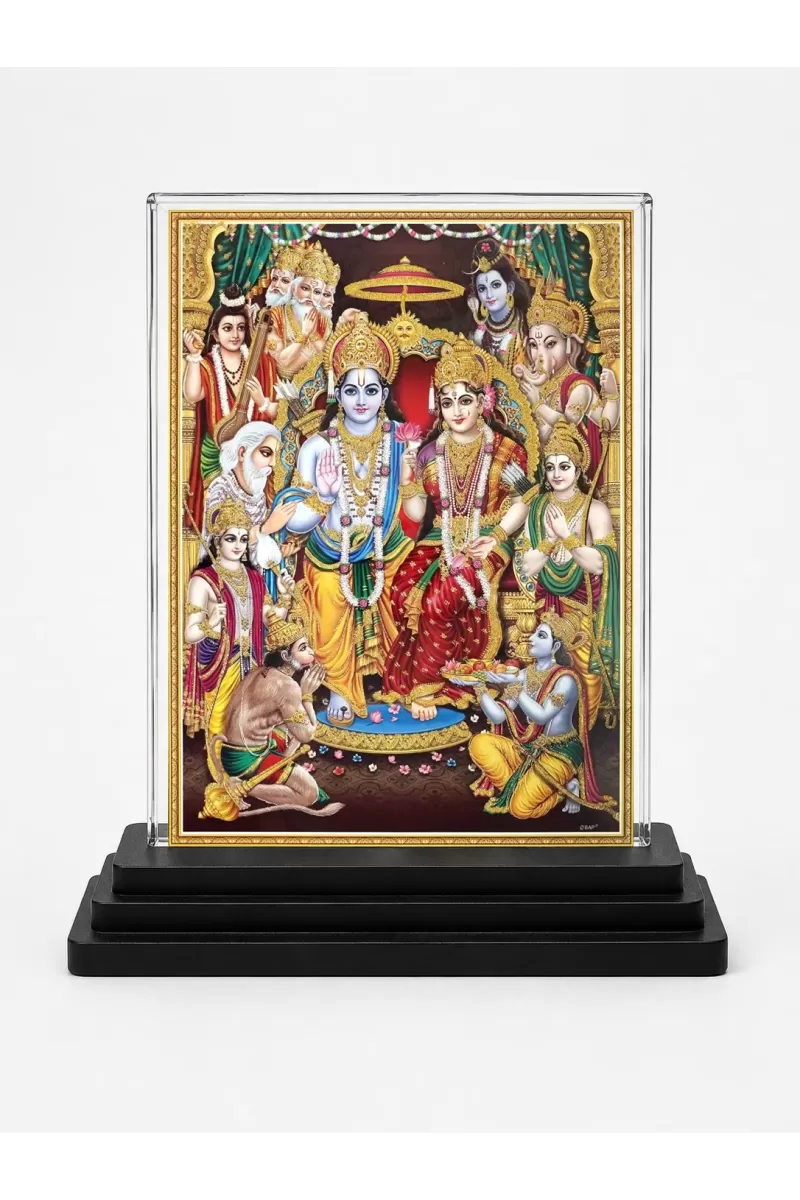 Hanuman Acrylic Car Dashboard Showpiece | Double-Sided Hanuman Photo Stand | 3 X 4 Inch Photo | Transparent Acrylic Frame With Black Base | Car Dashboard, Office & Table Decor (F70321)