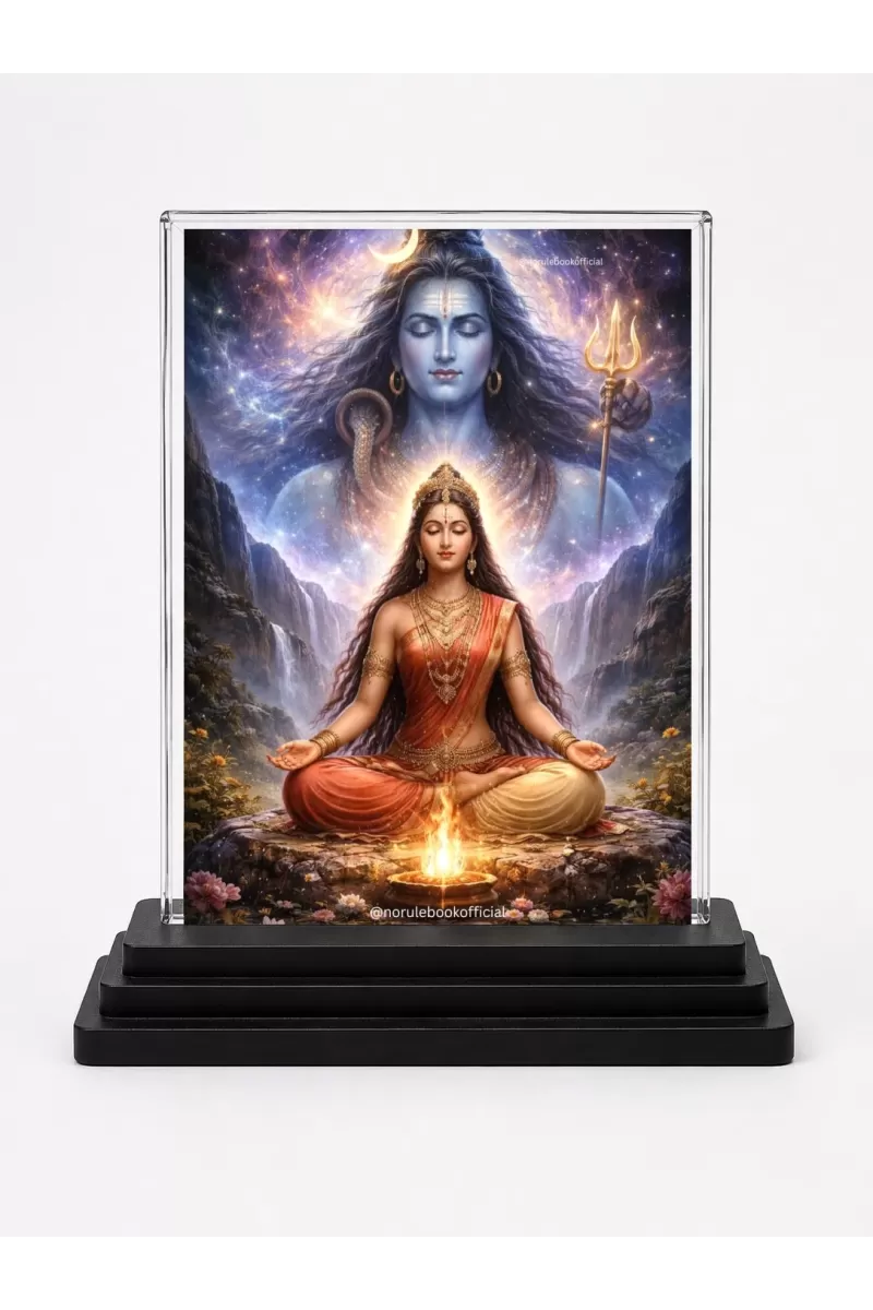 Parvati Acrylic Car Dashboard Showpiece | Double-Sided Parvati Photo Stand | 3 X 4 Inch Photo | Transparent Acrylic Frame With Black Base | Car Dashboard, Office & Table Decor (F70323)