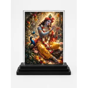 Krishna Acrylic Car Dashboard Showpiece | Double-Sided Krishna Photo Stand | 3 X 4 Inch Photo | Transparent Acrylic Frame With Black Base | Car Dashboard, Office & Table Decor (F70324) Krishna Acrylic Car Dashboard Showpiece | Double-Sided Krishna Photo Stand | 3 X 4 Inch Photo | Transparent Acrylic Frame With Black Base | Car Dashboard, Office & Table Decor (F70324)