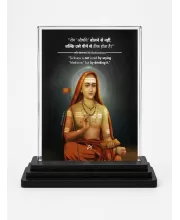 Acharya Kundakunda Acrylic Car Dashboard Showpiece | Double-Sided Acharya Kundakunda Photo Stand | 3 X 4 Inch Photo | Transparent Acrylic Frame With Black Base | Car Dashboard, Office & Table Decor (F70325)