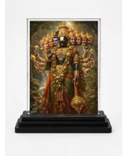 Hindu God Acrylic Car Dashboard Showpiece | Double-Sided Hindu God Photo Stand | 3 X 4 Inch Photo | Transparent Acrylic Frame With Black Base | Car Dashboard, Office & Table Decor (F70326)
