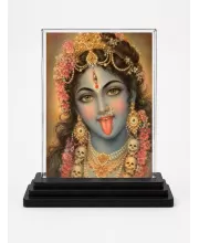 Maa Kali Acrylic Car Dashboard Showpiece | Double-Sided Maa Kali Photo Stand | 3 X 4 Inch Photo | Transparent Acrylic Frame With Black Base | Car Dashboard, Office & Table Decor (F70331)
