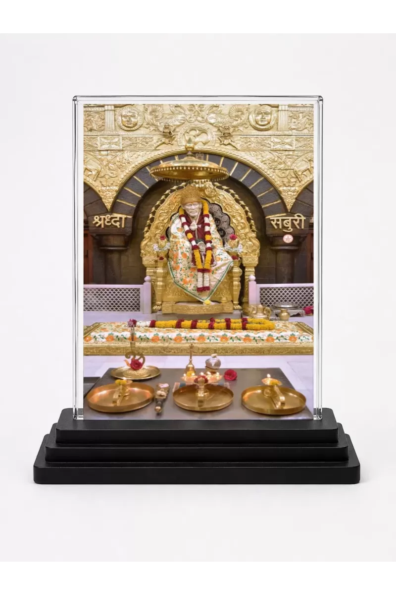 Tirupati Balaji Acrylic Car Dashboard Showpiece | Double-Sided Tirupati Balaji Photo Stand | 3 X 4 Inch Photo | Transparent Acrylic Frame With Black Base | Car Dashboard, Office & Table Decor (F70332)