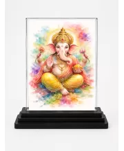 Hindu Deity Acrylic Car Dashboard Showpiece | Double-Sided Hindu Deity Photo Stand | 3 X 4 Inch Photo | Transparent Acrylic Frame With Black Base | Car Dashboard, Office & Table Decor (F70333)