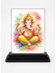 Hindu Deity Acrylic Car Dashboard Showpiece | Double-Sided Hindu Deity Photo Stand | 3 X 4 Inch Photo | Transparent Acrylic Frame With Black Base | Car Dashboard, Office & Table Decor (F70333)