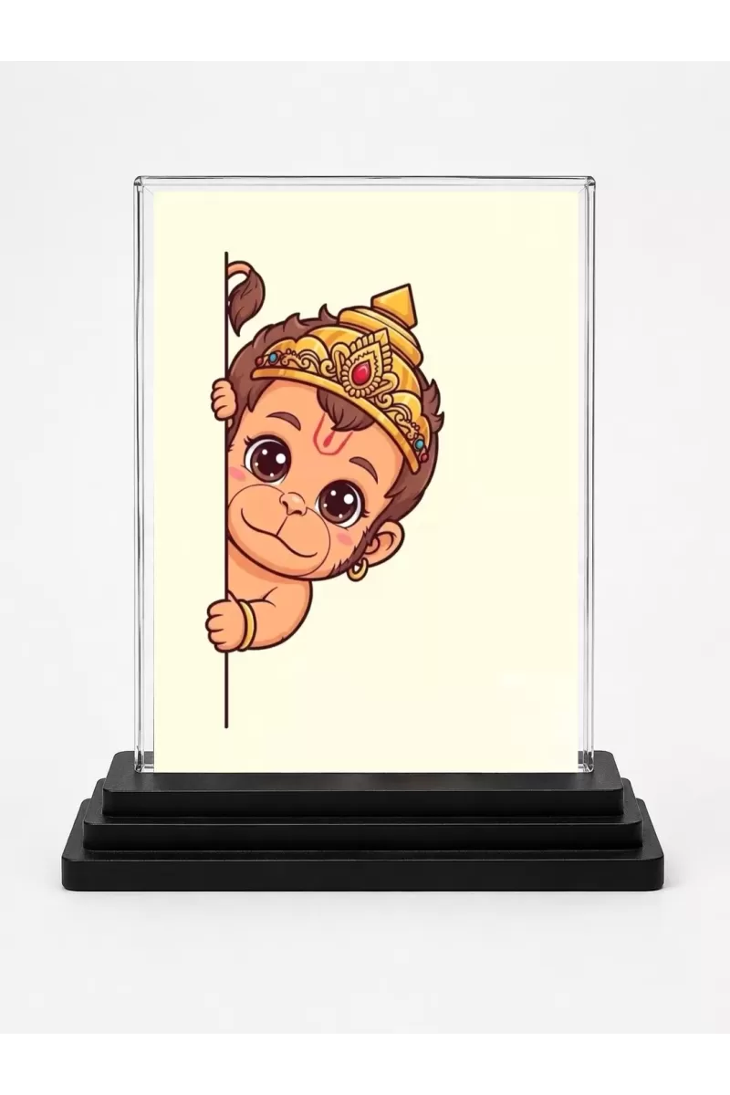 Lord Rama Acrylic Car Dashboard Showpiece | Double-Sided Lord Rama Photo Stand | 3 X 4 Inch Photo | Transparent Acrylic Frame With Black Base | Car Dashboard, Office & Table Decor (F70337)