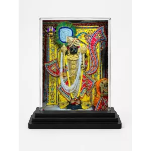 Hindu Deity Acrylic Car Dashboard Showpiece | Double-Sided Hindu Deity Photo Stand | 3 X 4 Inch Photo | Transparent Acrylic Frame With Black Base | Car Dashboard, Office & Table Decor (F70339)