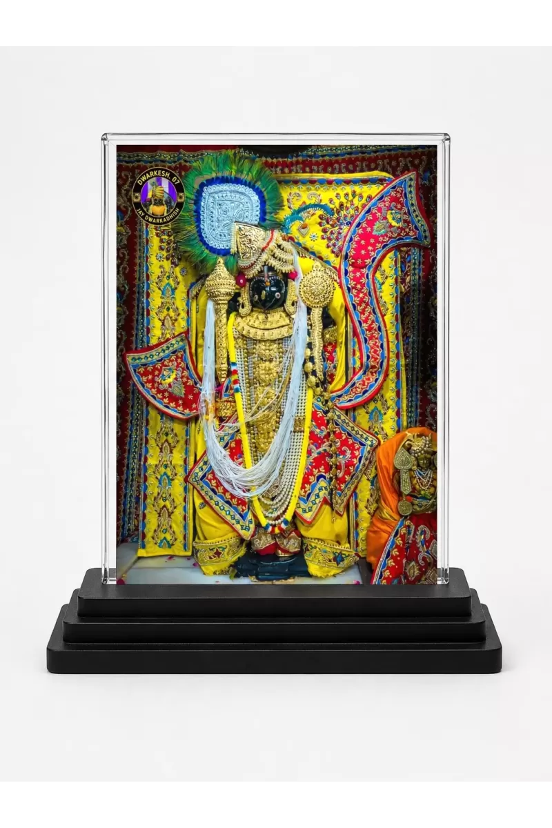 Hindu Deity Acrylic Car Dashboard Showpiece | Double-Sided Hindu Deity Photo Stand | 3 X 4 Inch Photo | Transparent Acrylic Frame With Black Base | Car Dashboard, Office & Table Decor (F70339)
