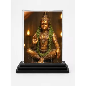 Hindu Deity Acrylic Car Dashboard Showpiece | Double-Sided Hindu Deity Photo Stand | 3 X 4 Inch Photo | Transparent Acrylic Frame With Black Base | Car Dashboard, Office & Table Decor (F70341)