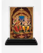 Hindu Deity Acrylic Car Dashboard Showpiece | Double-Sided Hindu Deity Photo Stand | 3 X 4 Inch Photo | Transparent Acrylic Frame With Black Base | Car Dashboard, Office & Table Decor (F70343)