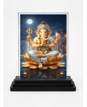 Hindu Deity Acrylic Car Dashboard Showpiece | Double-Sided Hindu Deity Photo Stand | 3 X 4 Inch Photo | Transparent Acrylic Frame With Black Base | Car Dashboard, Office & Table Decor (F70344)